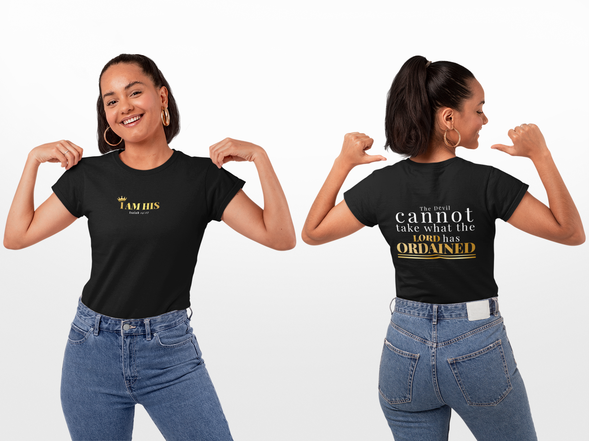 Ordained Premium Embroidered T-Shirt — Front Embroidery + Back Statement Print